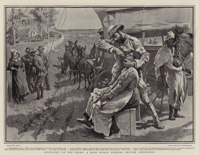 Dentisterie sur le Veldt, une femme boer cherchant l